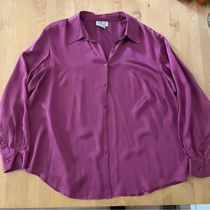 Style & Co Magenta Silk Button-Down Shirt